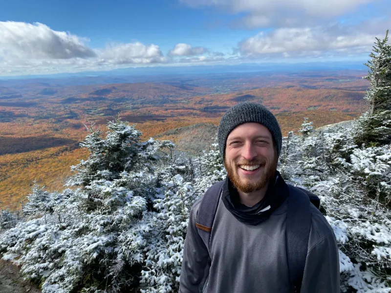 Me standing on top of Mt. Mansfield during the fall